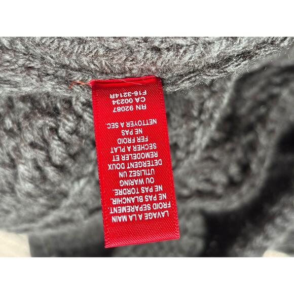 Saks Fifth Avenue Sweater Womens Large Gray Cable Open Front Shawl Cardigan - Picture 7 of 9